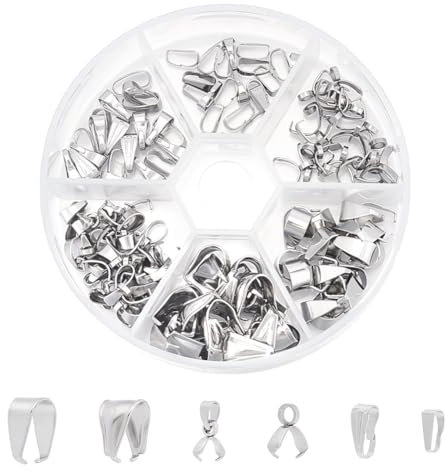 UNICRAFTALE 120pcs 6 Größen 304 Edelstahl Snap On Kautionen Anhänger Kautionen Anschlüsse Edelstahl Kettenverschluss Clip Pinch Clip Anhänger Schmuck Verschlüsse Für Anhänger Halskette