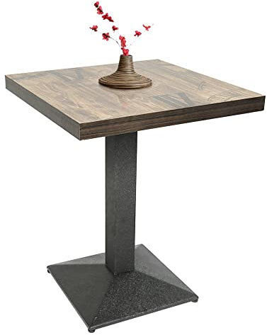 Table de Bar, Table à Manger, Table carrée, 60 * 60 * 75cm, Style Industriel, Planche de Bois + Pieds en Fer, Charge maximale 120KG
