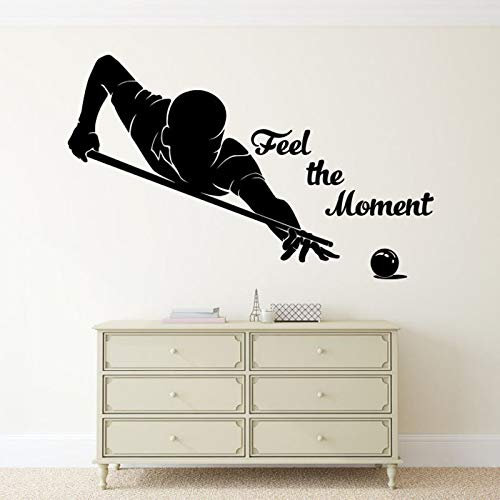 NSRJDSYT Billard Sport Wandtattoo Motivation Zitate Fühlen Sie den Moment Billard Spieler Wandaufkleber Vinyl für Home Interior Decor 68x42cm