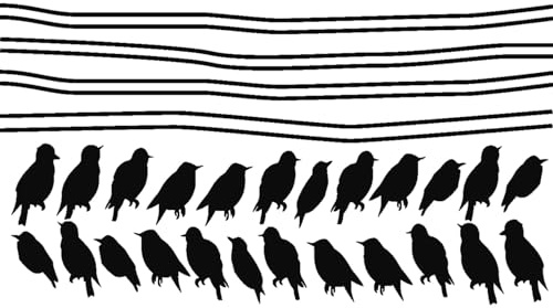 Wandtattoo Stängel auf Kabel Wanddekoration, Wanddekoration, Motiv: Vögel, 440 cm + 24 Vögel, Schwarz