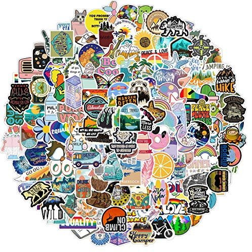 200 Stück Cartoon-Aufkleber für Outdoor-Abenteuer, Wildnis-Natur, VSCO-Aufkleber, Wandern, Camping, Reisen, wasserdichte Vinyl-Aufkleber Wasserflasche, Laptop, Gepäck Erwachsene, Teenager, Mädchen