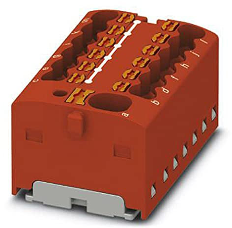 PHOENIX CONTACT PTFIX 4/12X1.5 RD Verteilerblock, Grundklemme mit Einspeisung, 41A Nennstrom, Push-in-Anschluss, 13 Anzahl der Anschlüsse, 31.4 mm Breite, 17.7mm Höhe, Fliegend, Rot, 20 Stück