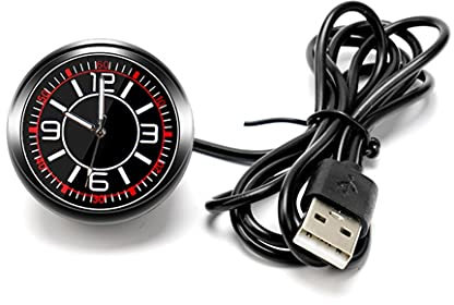 Auto Armaturenbrett Uhr,MoreChioce Mini Leuchtende Quarzuhren Universal Quarz Analog Uhr Runde Kleine Innenleuchtende Elektronische Uhr Ornamente Auto Innen Uhr,USB Port