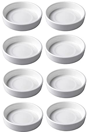 Mozacona 8pcs platos de cerámica blanca condimento platos aperitivos