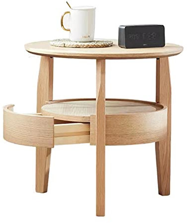 Nachttisch Living Style Stylischer Nachtschrank, Nordic Kleine Beistelltisch Holz Rund Nachtkästchen Modern Eiche Kreative Beistelltische fürs Wohnzimmer mit Schubladen (Color : S Brown A)