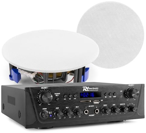 Power Dynamics PV220BT 2 Zonen Soundsystem mit 2 Deckenlautsprechern