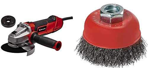 Einhell Winkelschleifer TE-AG 125/1010 CE Q (1010 Watt, Schnellspannmutter, elektr. Drehzahleinstellung, flacher Metallgetriebekopf, Scheibenschutz, ohne Trennscheibe, inkl. Stahlbürste)