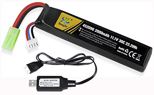 Yangers 11.1V Lipo Battery Airsoft 2000mAh RC Rechargeable Battey 30C Tamiya Plug +USB Charger Set for Remote Control Airsoft Rifle Toys