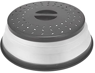 Collapsible Microwave Cover for Food Microwave Splatter Cover with Grip Handle 10.5-inch Grey