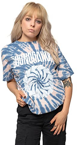 Soundgarden T Shirt Logo Swirl Band Logo Official Unisex Blue Dye Wash M