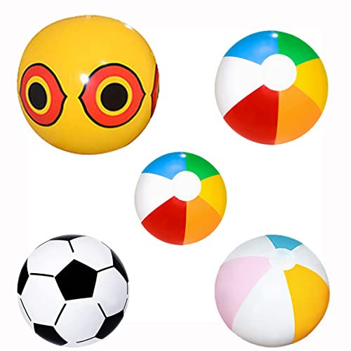PIUMOJ Aufblasbare Wasserbälle, Rainbow Beach Balls, Badeball Schwimmball, Strandball für Schwimmbad Party, Rainbow PVC Soft Ball für die Beach Pool Party im Freien 5 Stück