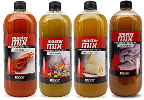 Tandem Baits Karpfen Futter Angelfutter Attraktor Master Mix Groundbait Booster XXL 4-er Set 1000 ml Marine Und Stinky Mix