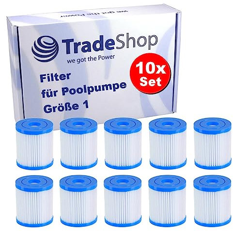 Trade-Shop Lot de 10 filtres de rechange / cartouche filtrante / filtre à lamelles compatibles avec Bestway, pompe de filtration Intex / Taille 1, type I
