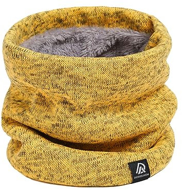 Schal herren Warme Loop Schal Loop Schal Schlauchschal Strickschal mit Fleecefutter Winter Verdickte Fleece Futter Winter Schal Warme Nackenwärmer für Herren und Damen Nackenwärme für Outdoor,Gelb
