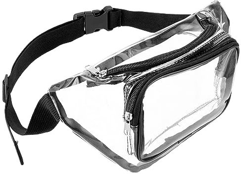 Prasacco Bauchtasche, Transparente Bauchtasche PVC wasserdichte Sport Gürteltasche Doppellagige Stylische Bauchtasche mit Verstellbaren Schultergurten für Reisen, Outdoor-Aktivitäten, Wassersport