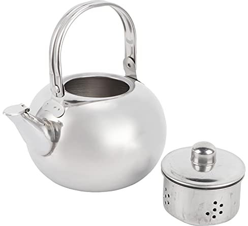 Tetera de Acero Inoxidable, Tetera con Infusor de Tetera Extraíble, Tetera de Agua Tetera de Hojas Sueltas para Inducción y Gas(1L)