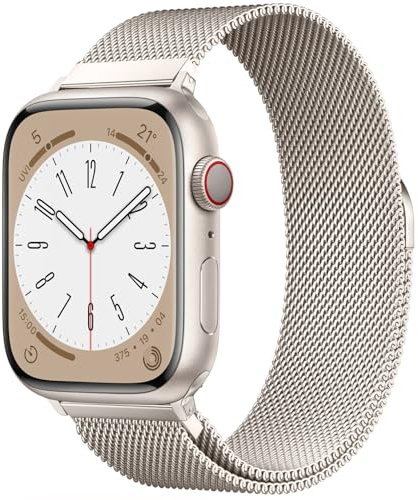 Original Edelstahl Milanese Loop Kompatibel mit Apple Watch Armband 38mm 40mm 41mm 42mm 44mm 45mm 46mm 49mm, Ersatzband für iwatch Ultra 2/Ultra, SE Series 10 9 8 7 6 5 4 3 2 1