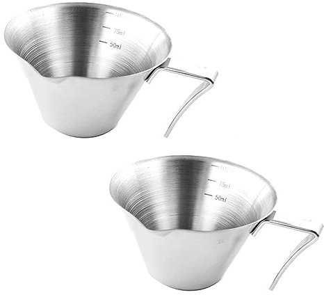 Daroplo Espresso-Ausgießbecher Aus Edelstahl, Espresso-Ausgießbecher mit, 2er-Pack, Double-Shot-Espressotassen, Silber