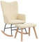 vidaXL Schaukelstuhl mit Hocker Schaukelsessel Schwingsessel Relaxstuhl Polsterstuhl Wohnzimmerstuhl Sessel Stuhl Relaxsessel Stoff Creme