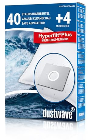 Dustwave® Lot de 40 sacs d'aspirateur pour Hoover H 75 / H75 - Hautement efficaces, multicouches en microfibre non-tissée avec fermeture hygiénique - Fabriqués en Allemagne