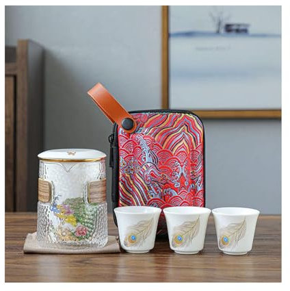 TYMYYS Juegos De Té Japoneses Para Adultos, Juegos De Té Chinos De Viaje, Juego De Té Portátil De Porcelana, Juego De Té De Kung Fu-pájaro-Travel Tea Set
