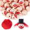 BOFUNX 40 Stücke Holzperlen mit Clown Gesicht 20mm Holzkugeln mit Loch + 5g Filzwolle Märchenwolle für Kölner Karneval Clown Basteln DIY Handwerk
