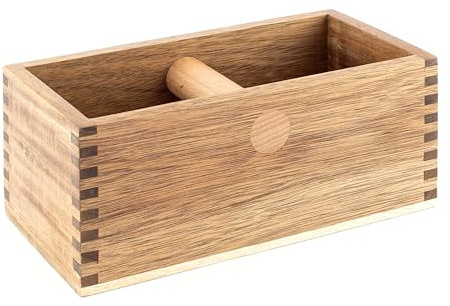 Hanseküche Recipiente de madera – Recipiente sostenible para portafiltros y posos de café, accesorios de café barista perfectos, caja de Knock Box para facilitar la extracción, fácil de limpiar, posos