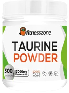 FitnessZone Taurina En Polvo 300g - Pre Entreno Sin Cafeina, Aumenta La Fuerza De Tus Entrenamientos Y La Recuperación, Promueve La Salud Cardiovascular Y Hepática, Antioxidante Pre Workout