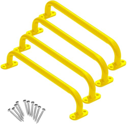 Dunzy Monkey Bars Kids 4 Pcs 13 Inch Yellow Safety Handles for Playground Equipment, Playhouse, Treehouse, Climbing Frame