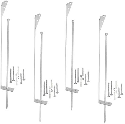 4 Sturmanker für Zäune mit Erdnagel, Gesamthöhe ca. 640 mm - feuerverzinkt, inkl. Befestigungsset