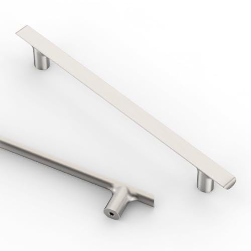 9BUILD 10 Pack Cabinet Handles - Satin Nickel Brushed Zinc Alloy 192MM Drawer & Wardrobe Handles
