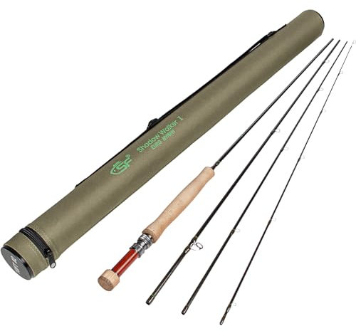 SF Shadow Walker Fliegenrute Euro-Nymphe, europäisches Nymphenangeln, 6 W, 3 m, Schattengelb, 24T Kohlefaser mit robustem Rutenrohr, mittelschnelle Aktion, 4 Stück