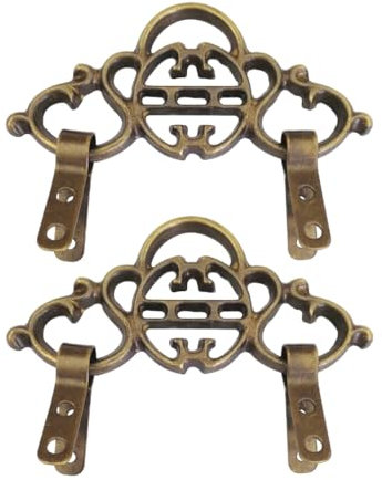Tiazza 2Pcs Chinese Style Vintage Brass Picture Frame Hook Hanger Decorative Painting Mirror Hanger (Antique Bronze)