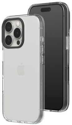 RHINOSHIELD Crystal Clear Case Compatible with [iPhone 16 Pro] | Advanced Yellowing Resistance, High Transparency, Protective and Customizable Clear Phone Case - Black Camera Ring
