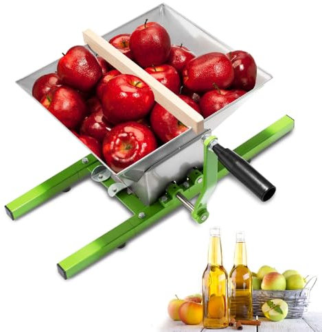 FIVMEN Obstmühle 7L Obstpresse Manuell Edelstahl mit Handkurbel Apfelpresse Obsthäcksler Maischemühle Traubenmühle Beerenmühle Mühle für Apfel Traube Beere