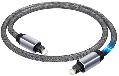 Elfcam®- Cable óptico Toslink de audio digital de 3 m, cubierta de nailon, calidad de sonido sin pérdidas (3 M)