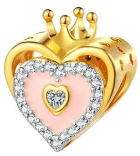 GOUWO Goldene Liebeskrone 925er Silber Charms für Armbänder und Halsketten passend für Pandora Armbänder Geburtstag Halloween Muttertag Valentinstag Geschenke für Frauen Mutter Tochter Sie selbst