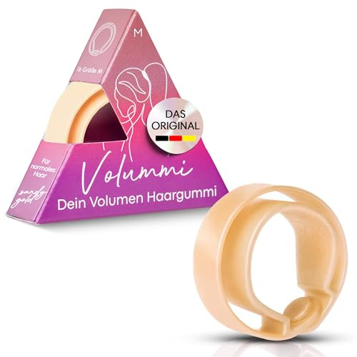 Volummi Haargummi Sandy Gold M – Mehr Volumen für mittlere Haarstärke | Innovativer Zopfgummi für sichtbar mehr Volumen im Pferdeschwanz – starker Halt & haarschonend, das Original Made in Germany.