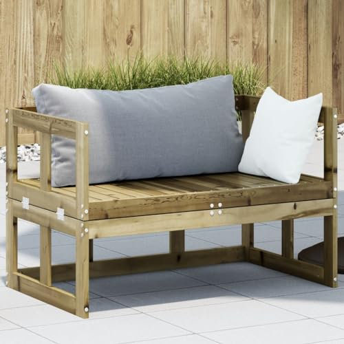 AJJHUUKI Outdoor-Sitzbänke, Garten-Sofabank, ausziehbar, imprägniertes Holz, Kiefer