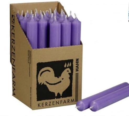 Kerzenfarm Hahn Stearin Stabkerze, 25 Stück (lavendel)