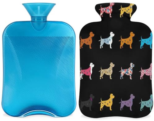 Funny Dachshund Dog Hot Water Bottle with Cover, Decorative Dogs 2L Hot Water Bag for Pain Relief, Neck and Shoulder, Hand Feet Warmer