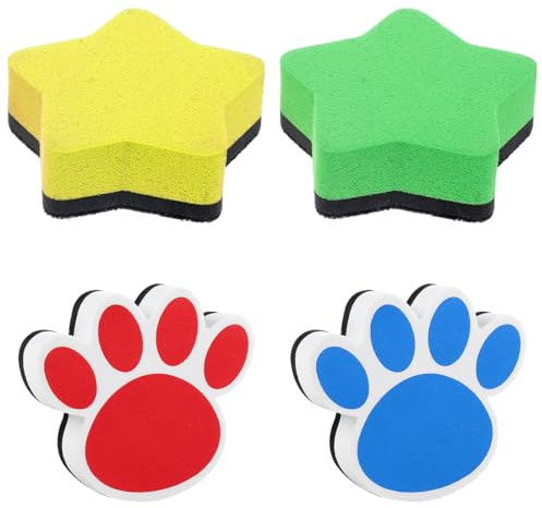 BEPSYOM 4 PCS Whiteboard Schwamm Magnetisch Whiteboard Eraser Trockener Radiergummi mit Dickem Filzpad Mikrofaser Whiteboard Reiniger für Folienstift Memoboard Magnettafel Schreibtafel