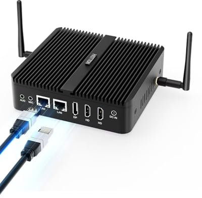 HISTTON Mini PC N100 Senza Ventola, Intel Alder Lake N100 (3.4 GHz), 32 GB DDR4 RAM 512 GB NVMe SSD, Mini PC Dual LAN Windows 11 Pro WiFi6/BT5.2/USB3.0/Dual HD 4K 60 Hz, Accensione Automatica