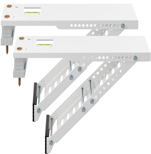 LuckIn Klimaanlagen-Halterung, robuste Fenster-AC-Halterung, universell passend für 5.000–12.000 BTU AC-Einheiten, hält bis zu 38,6 kg, verstellbare Verlängerungsbeine und integrierte Wasserwaage, 2