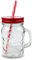 AIBULO 500ml Red Mason Jar with Lid and Straw – Glass Drinking Jar for Smoothies, Juices, Milkshakes, Cold Brew, Cocktails – Reusable Glass Cup for Home, Office, Travel