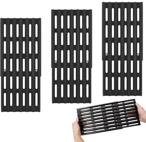 3er Set Grillrost verstellbar - 15cm Breit Universal Ersatz Grillrost für BBQ Grills, Universal Grillroste für Gasgrill, ausziehbar von 31cm bis 48cm Tiefe, Porzellanstahl