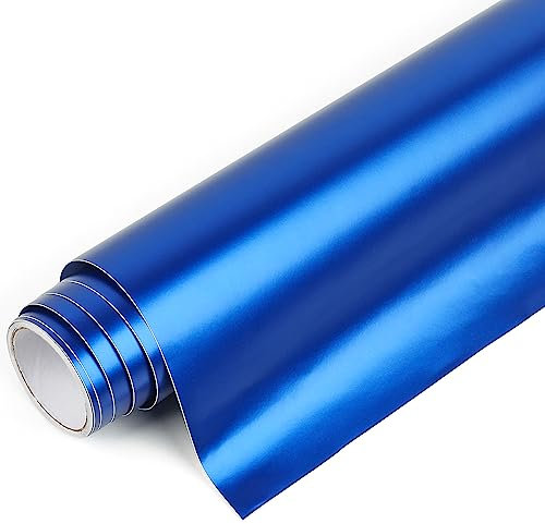 IModeur Matte Metallic Blue Permanent Vinyl Roll - 30.5 x 214 cm Blue Vinyl for Cricut, Self Adhesive Vinyl for Cup, Windows, Birthday Gifts, Party Ornaments, Home Decor