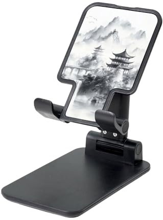ZSUUGJ Soporte de teléfono móvil tradicional con pintura de tinta china - Soporte plegable para escritorio