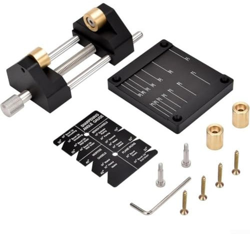 Feeshoppher Woodworking Honing Guide Set Professional Chisel and Plane Sharpening Kit Precise Double Roller Chisel and Plane Sharpener Woodworking Tool with Angle Fixture 15-45°(B)
