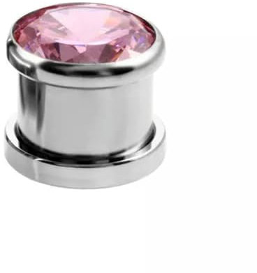 Ohrstöpsel CZ Kristall Edelstein Metall Flesh Tunnel zum Anschrauben 4mm - 10mm-pink-6mm
